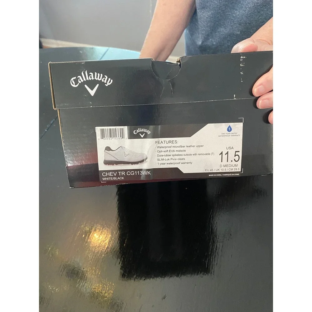 Callaway Chev TR Golf Shoes Men 11.5 White Black Waterproof Cleated CG113WK - Picture 3 of 6